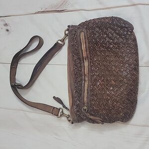 Langellotti Purse Brown Leather Bag from Italy Cross Body or Shoulder Bag